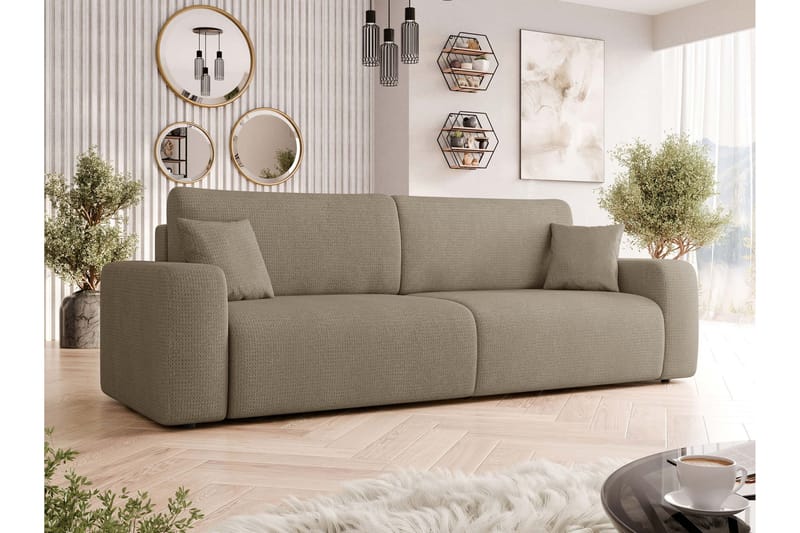 Barile Bäddsoffa 3-sits i Plysch - Brun - Möbler - Vardagsrum - Bäddsoffor