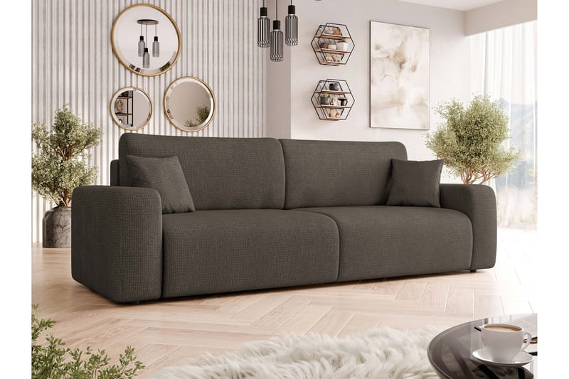 Barile Bäddsoffa 3-sits i Plysch - Grå - Möbler - Vardagsrum - Bäddsoffor