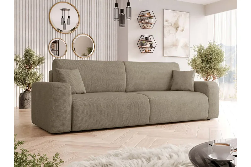 Barile Bäddsoffa 3-sits i Plysch - Brun - Möbler - Vardagsrum - Bäddsoffor