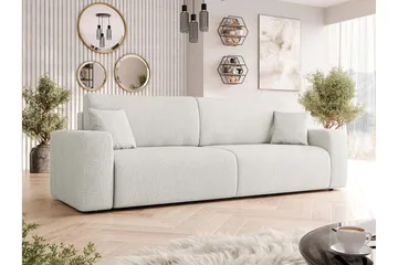 Barile Bäddsoffa 3-sits i Plysch - Vit - Möbler - Vardagsrum - Bäddsoffor