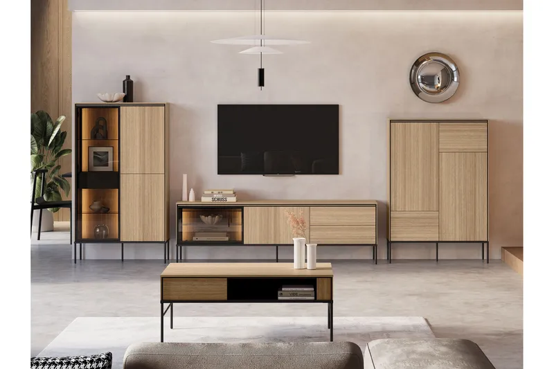 Basici Möbelset För Vardagsrum - Vit/Svart - Möbler - Vardagsrum - Möbelset för vardagsrum