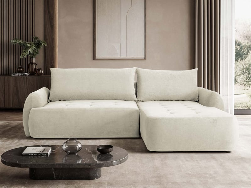 Bastos 3-sits Bäddsoffa med Divan Högervänd - Ljusbeige - Möbler - Vardagsrum - Bäddsoffor