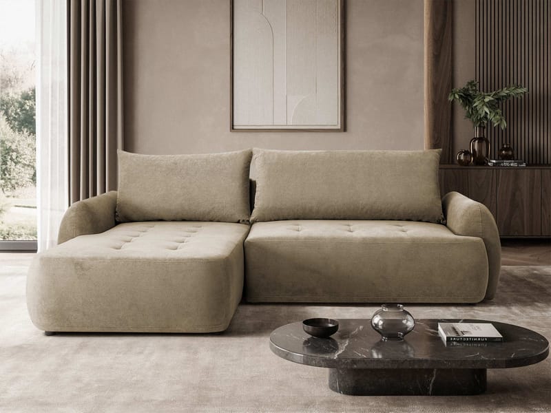 Bastos 3-sits Bäddsoffa med Divan Vänstervänd - Mörkbeige - Möbler - Vardagsrum - Bäddsoffor