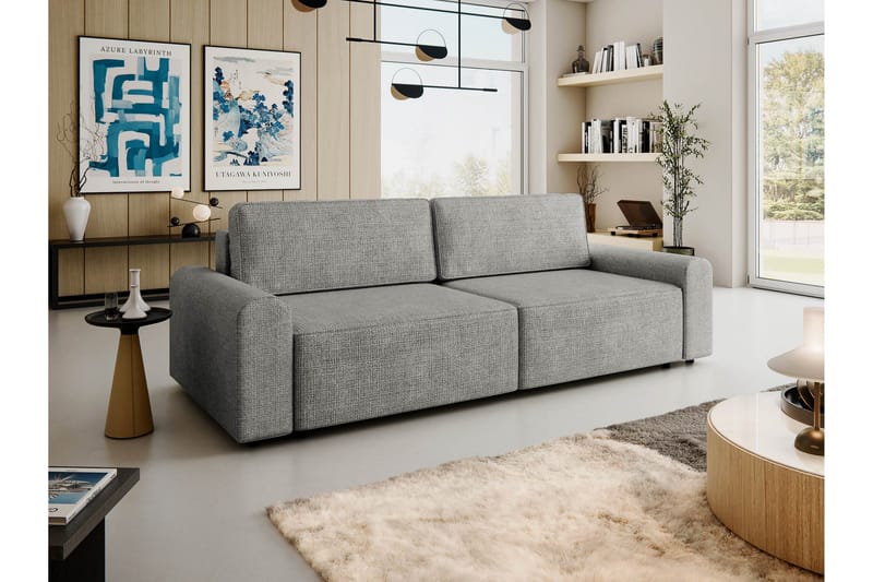 Bella Bäddsoffa 3-sits i Plysch - Grå - Möbler - Vardagsrum - Bäddsoffor