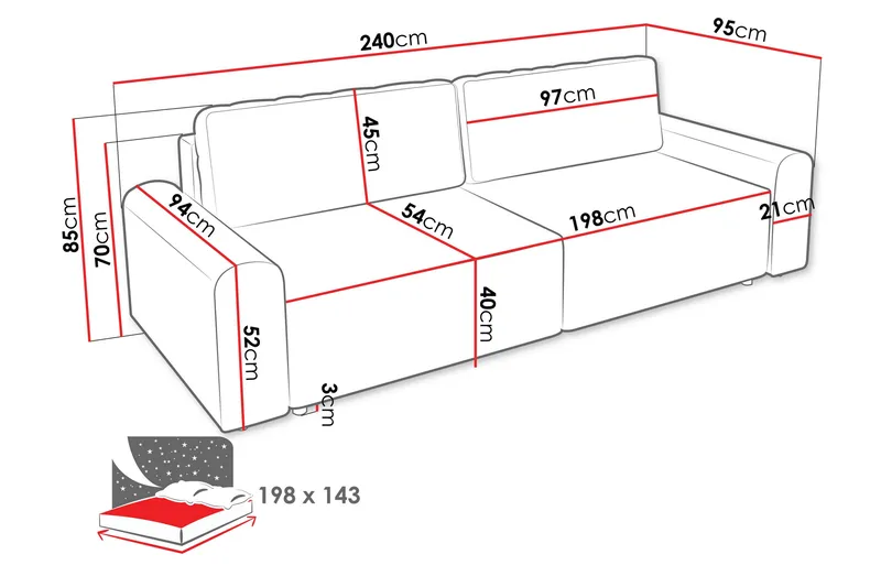 Bella Bäddsoffa 3-sits i Plysch - Beige - Möbler - Vardagsrum - Bäddsoffor