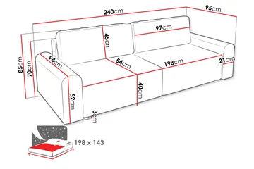Bella Bäddsoffa 3-sits i Plysch - Grå - Möbler - Vardagsrum - Bäddsoffor