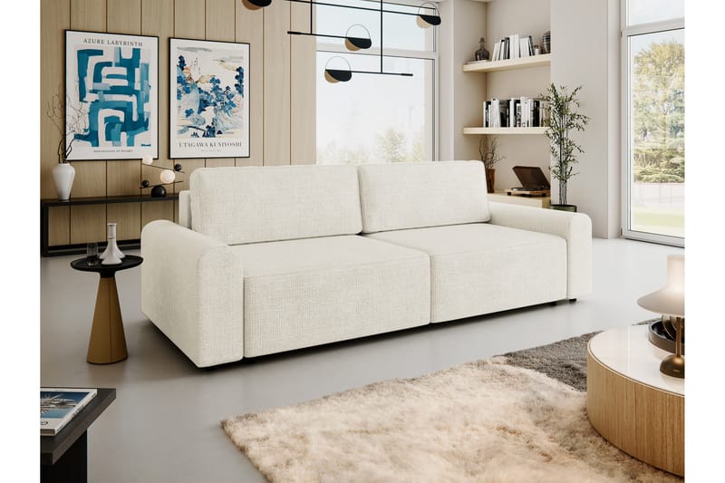Bella Bäddsoffa 3-sits i Plysch - Beige - Möbler - Vardagsrum - Bäddsoffor