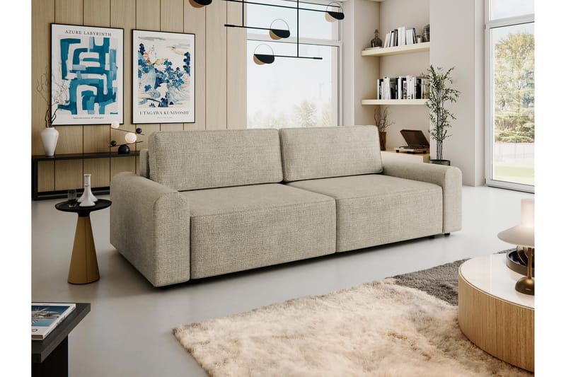 Bella Bäddsoffa 3-sits i Plysch - Beige - Möbler - Vardagsrum - Bäddsoffor