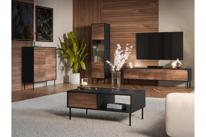 Belonger Möbelset För Vardagsrum - Svart/Valnöt - Möbler - Vardagsrum - Möbelset för vardagsrum