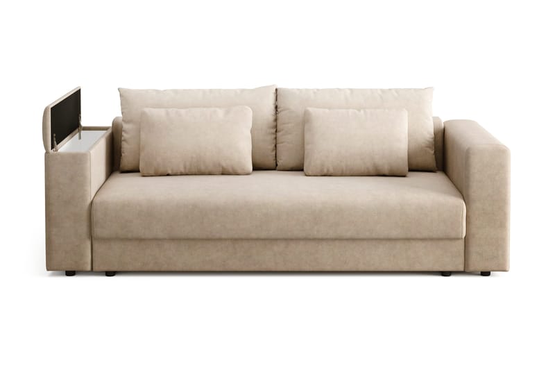 Bergen Extra djup 3-sits Bäddsoffa med Bäddmadrass i Memoryskum och Tvättbar klädsel - Beige - Möbler - Vardagsrum - Bäddsoffor - 3-sits bäddsoffa