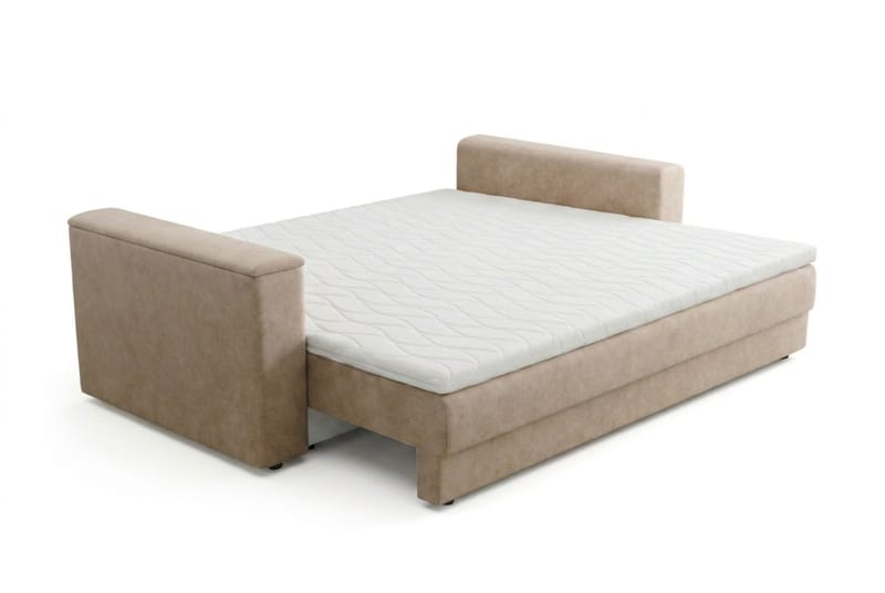 Bergen Extra djup 3-sits Bäddsoffa med Bäddmadrass i Memoryskum och Tvättbar klädsel - Beige - Möbler - Vardagsrum - Bäddsoffor - 3-sits bäddsoffa