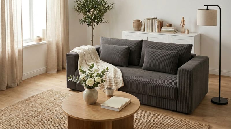 Bergen Extra djup Framåtbäddad 3-sits Bäddsoffa med Bäddmadrass i Polyesterskum Vändbar Sommar- & Vintersida och Tvättbar klädsel - Brun Manchester - Möbler - Vardagsrum - Bäddsoffor - 3-sits bäddsoffa
