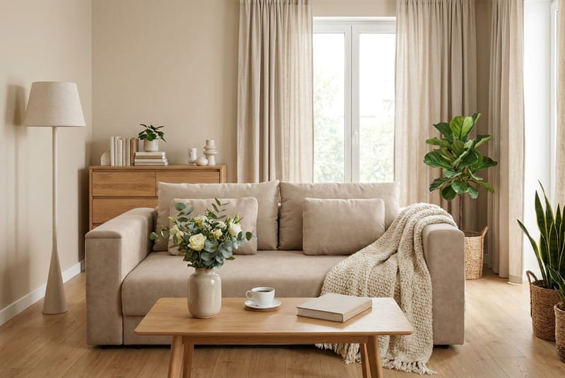 Bergen Extra djup Framåtbäddad 3-sits Bäddsoffa med Bäddmadrass i Polyesterskum och Tvättbar klädsel - Brun Tyg - Möbler - Vardagsrum - Bäddsoffor - 3-sits bäddsoffa