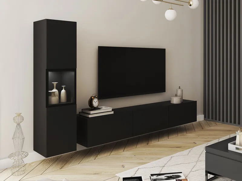 Bergfelde Tv-Enhet 2-delar med Belysning - Möbler - Vardagsrum - Möbelset för vardagsrum