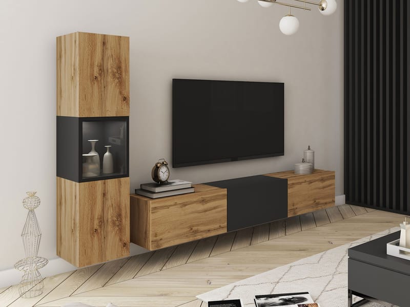 Bergfelde Tv-Enhet 2-delar med Belysning - Möbler - Vardagsrum - Möbelset för vardagsrum