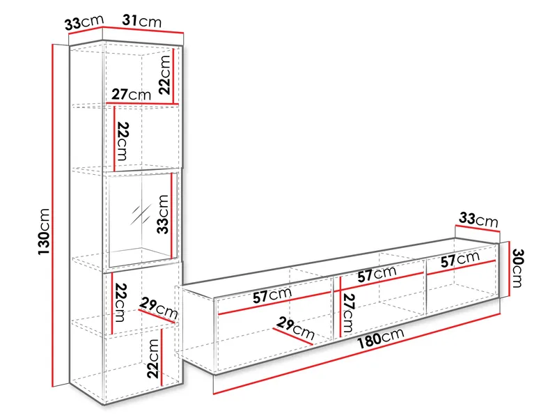 Bergfelde Tv-Enhet 2-delar - Möbler - Vardagsrum - Möbelset för vardagsrum