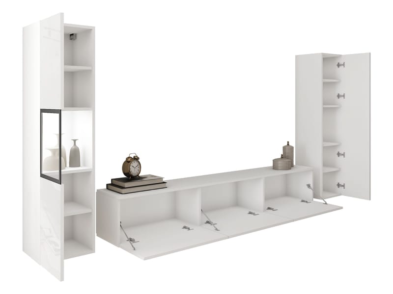 Bergfelde Tv-Enhet 3-delar med Belysning - Möbler - Vardagsrum - Möbelset för vardagsrum