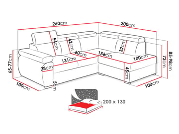 Binche 4-sits Bäddsoffa schäslong vänster med förvaring - beige - Möbler - Vardagsrum - Bäddsoffor