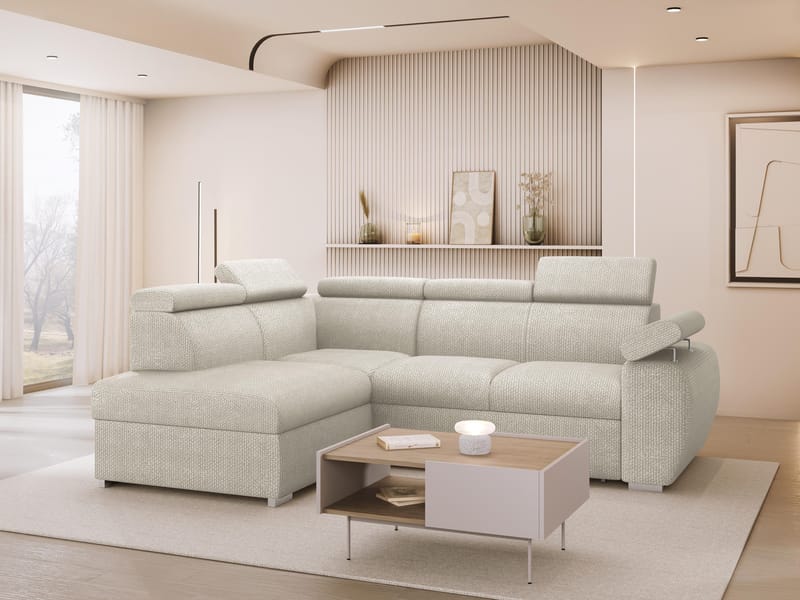 Binche 4-sits Bäddsoffa schäslong vänster med förvaring - beige - Möbler - Vardagsrum - Bäddsoffor
