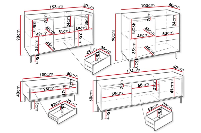 Bjurholm Möbelset För Vardagsrum - Svart - Möbler - Vardagsrum - Möbelset för vardagsrum