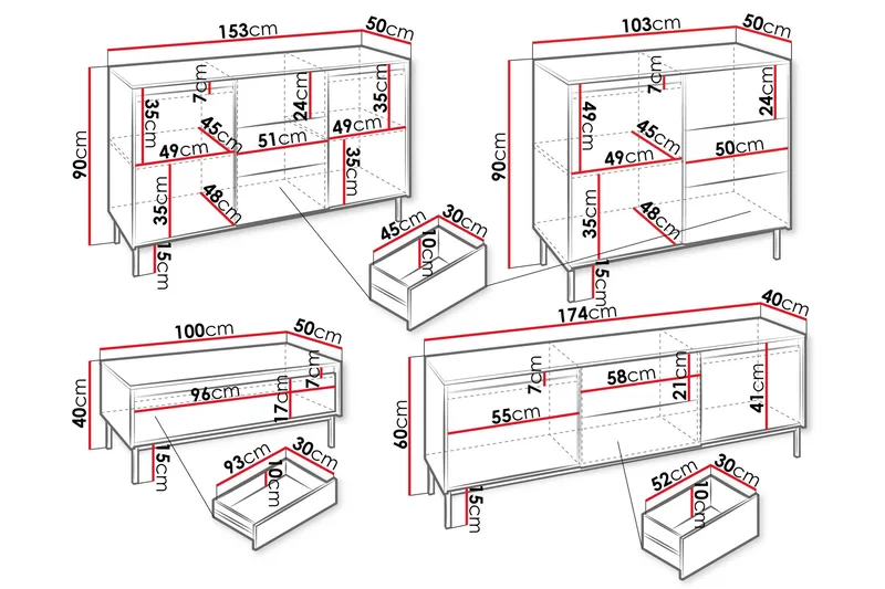 Bjurholm Möbelset För Vardagsrum - Vit - Möbler - Vardagsrum - Möbelset för vardagsrum
