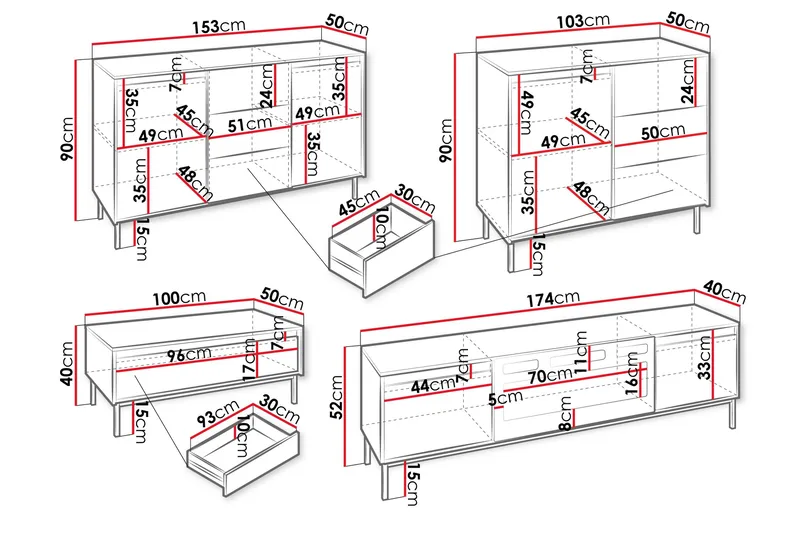Bjurholm Möbelset För Vardagsrum - Vit - Möbler - Vardagsrum - Möbelset för vardagsrum