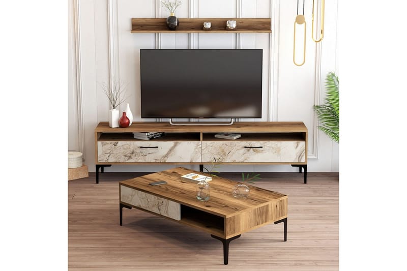 Brutorp Möbelset För Vardagsrum - Valnöt/Vit - Möbler - Vardagsrum - Möbelset för vardagsrum