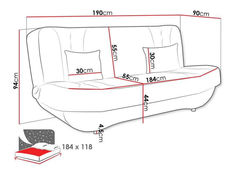 Burralla 3-sits Bäddsoffa - grå - Möbler - Vardagsrum - Bäddsoffor