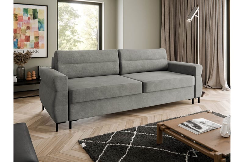 Busness Bäddsoffa 3-sits i Plysch - Grå - Möbler - Vardagsrum - Bäddsoffor