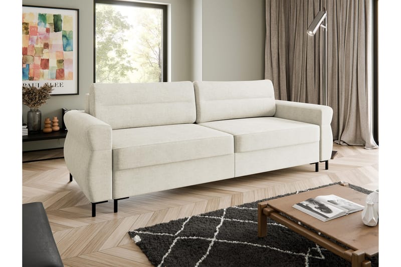 Busness Bäddsoffa 3-sits i Plysch - Beige - Möbler - Vardagsrum - Bäddsoffor