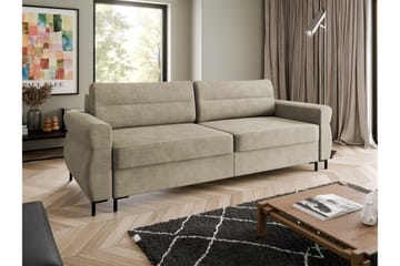 Busness Bäddsoffa 3-sits i Plysch - Beige - Möbler - Vardagsrum - Bäddsoffor