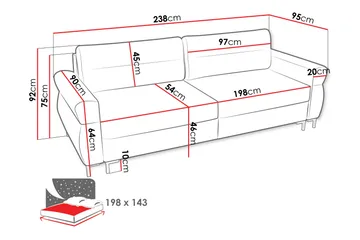 Busness Bäddsoffa 3-sits i Plysch - Beige - Möbler - Vardagsrum - Bäddsoffor