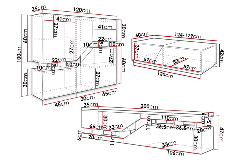 Ceelias Möbelset För Vardagsrum - Antracit - Möbler - Vardagsrum - Möbelset för vardagsrum