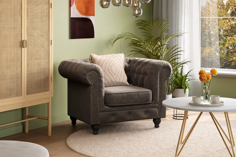 Chesterfield Deluxe Fåtölj - Mörkgrå - Möbler - Vardagsrum - Fåtöljer