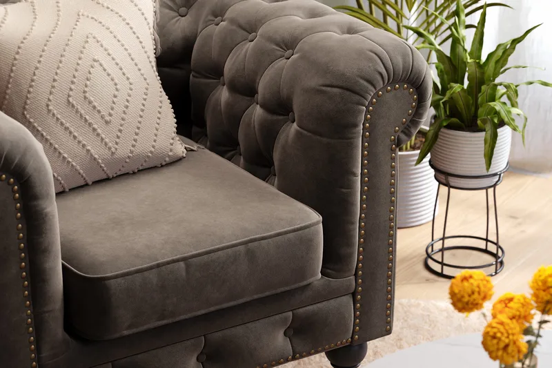 Chesterfield Deluxe Fåtölj - Mörkgrå - Möbler - Vardagsrum - Fåtöljer