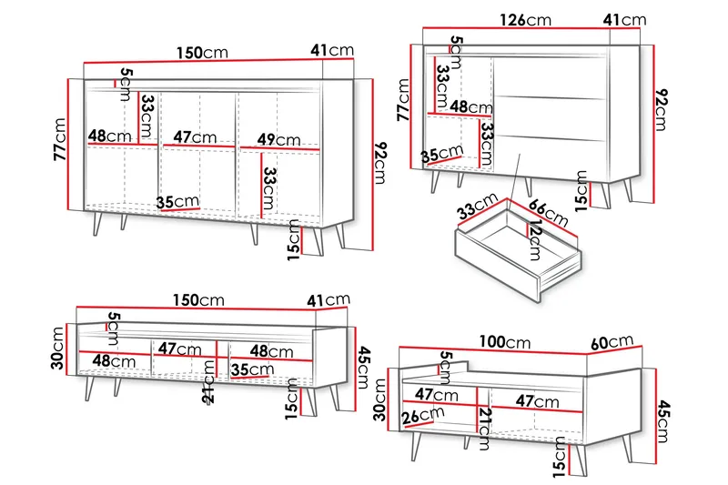 Chiku Möbelset För Vardagsrum - Beige - Möbler - Vardagsrum - Möbelset för vardagsrum
