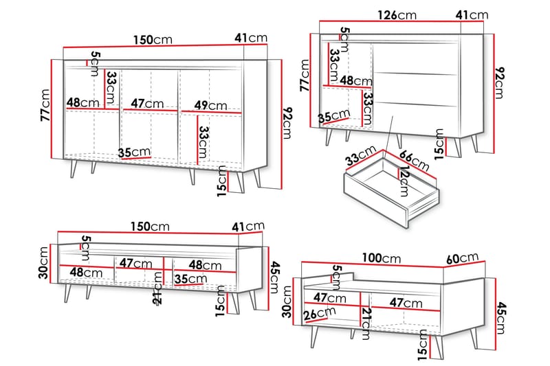Chiku Möbelset För Vardagsrum - Beige - Möbler - Vardagsrum - Möbelset för vardagsrum