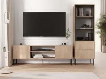 Claven Möbelset vardagsrum - Tv-bänk och vitrinskåp - brun - Möbler - Vardagsrum - Möbelset för vardagsrum