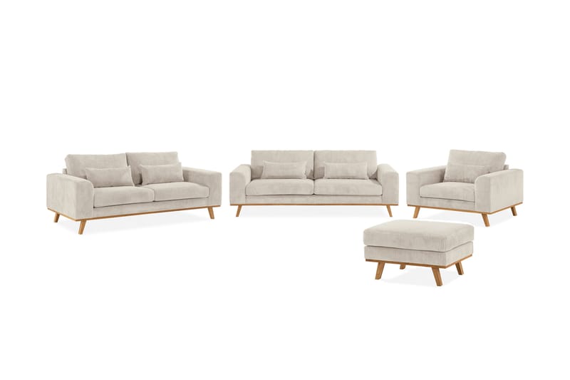 Copenhagen Soffgrupp 3-sits + 2-sits Soffa + Fåtölj + Fotpall i Manchester - Beige - Möbler - Vardagsrum - Soffgrupper