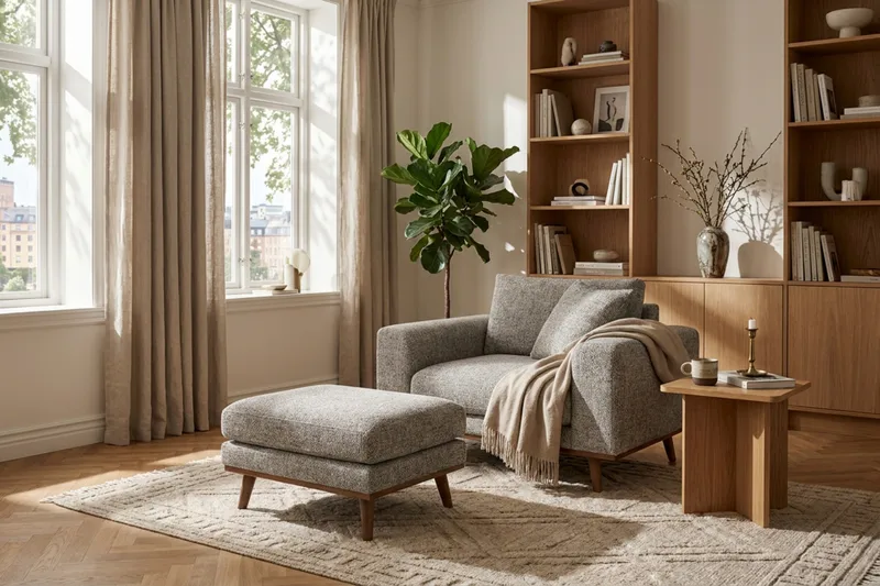 Copenhagen Premium Djup Fåtölj i Chenille - Grey - Möbler - Vardagsrum - Fåtöljer