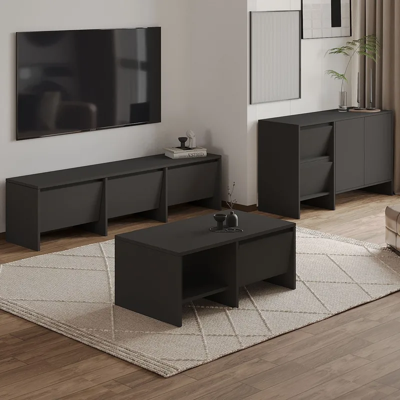 Crala Vardagsrumsmöbelset 160x40x35 cm - Antracit - Möbler - Vardagsrum - Möbelset för vardagsrum