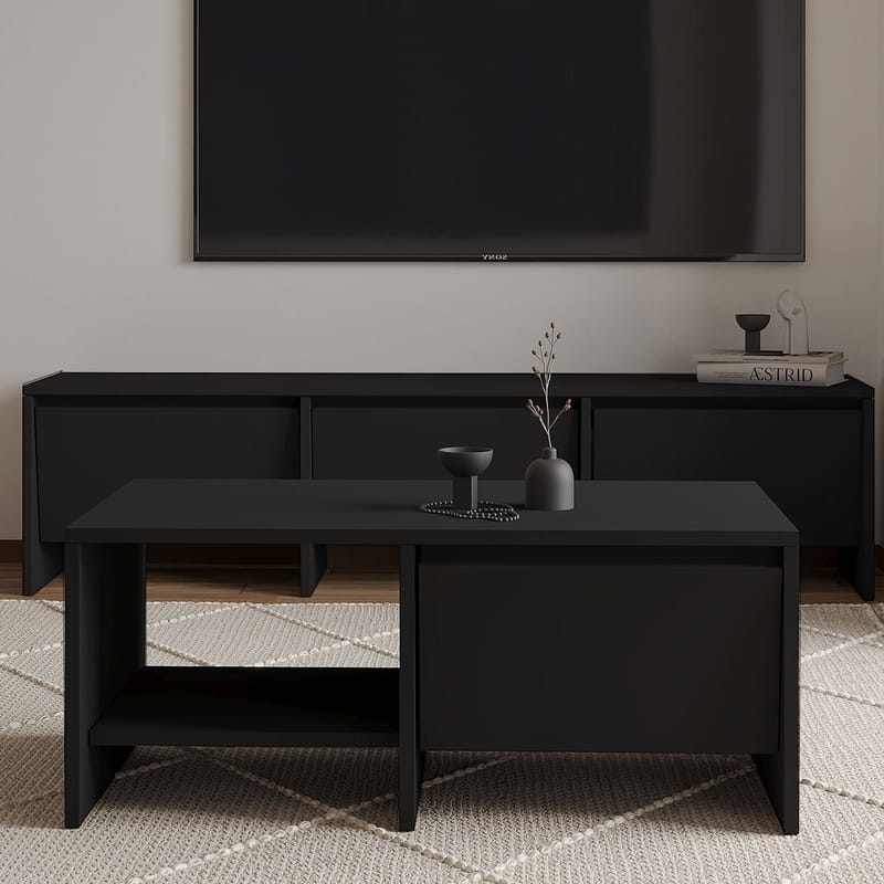 Crala Vardagsrumsmöbelset 160x40x35 cm - Svart - Möbler - Vardagsrum - Möbelset för vardagsrum
