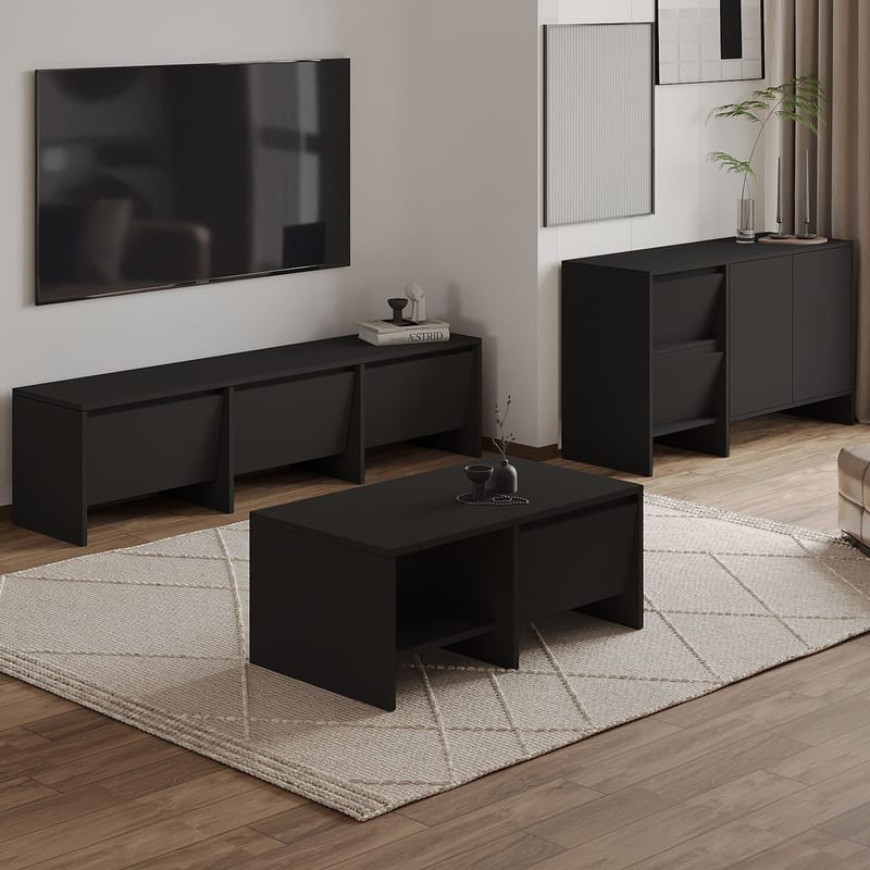Crala Vardagsrumsmöbelset 160x40x35 cm - Svart - Möbler - Vardagsrum - Möbelset för vardagsrum