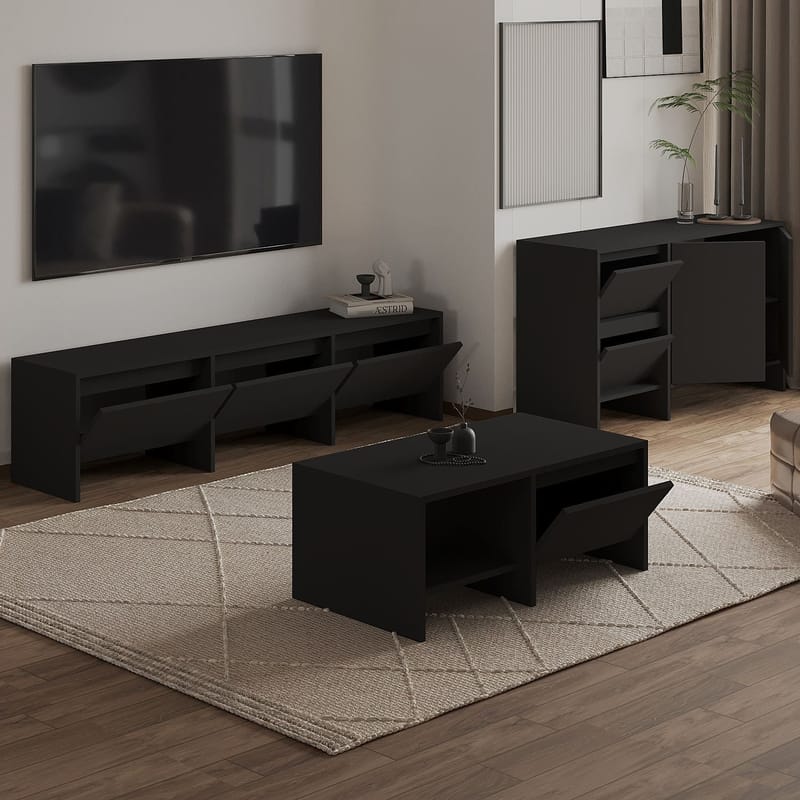 Crala Vardagsrumsmöbelset 160x40x35 cm - Svart - Möbler - Vardagsrum - Möbelset för vardagsrum