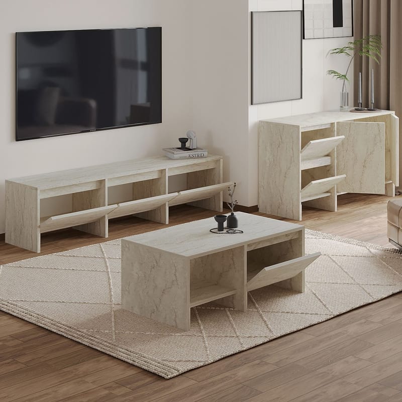 Crala Vardagsrumsmöbelset 160x40x35 cm - Travertin - Möbler - Vardagsrum - Möbelset för vardagsrum