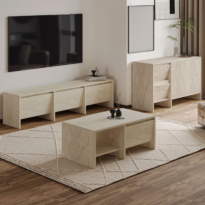 Crala Vardagsrumsmöbelset 160x40x35 cm - Travertin - Möbler - Vardagsrum - Möbelset för vardagsrum