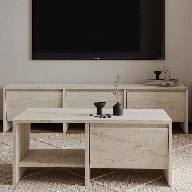 Crala Vardagsrumsmöbelset 160x40x35 cm - Travertin - Möbler - Vardagsrum - Möbelset för vardagsrum