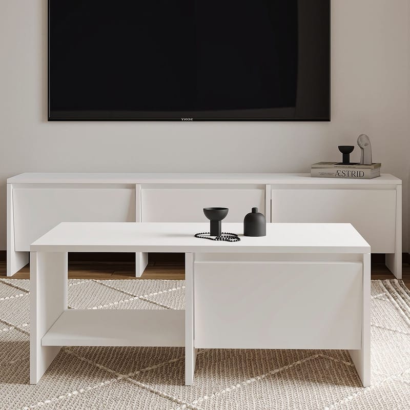 Crala Vardagsrumsmöbelset 160x40x35 cm - Vit - Möbler - Vardagsrum - Möbelset för vardagsrum