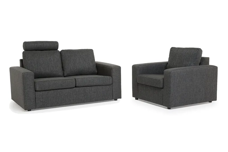 Crazy Soffgrupp 2-sits Soffa + Fåtölj i Tyg, Antracit