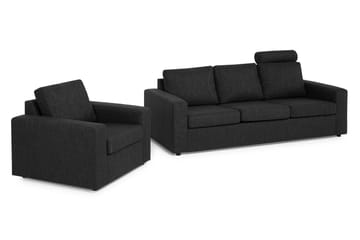 Crazy Soffgrupp 3-sits Soffa + Fåtölj i Tyg - Antracit - Möbler - Vardagsrum - Soffgrupper